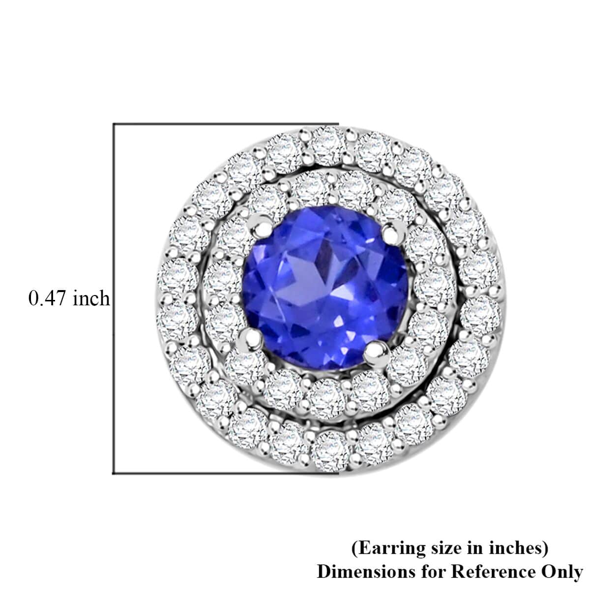 Simulated Tanzanite and Simulated Diamond 1.40 ctw Earrings in Silvertone image number 5