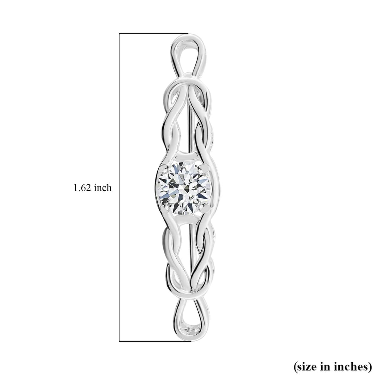 Simulated Diamond Love Knot Brooch in Sterling Silver image number 3