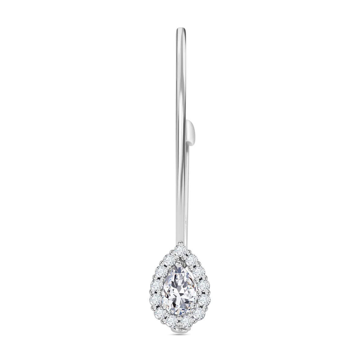 Simulated Diamond Teardrop Brooch in Sterling Silver image number 0