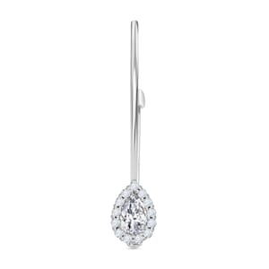 Simulated Diamond Teardrop Brooch in Sterling Silver
