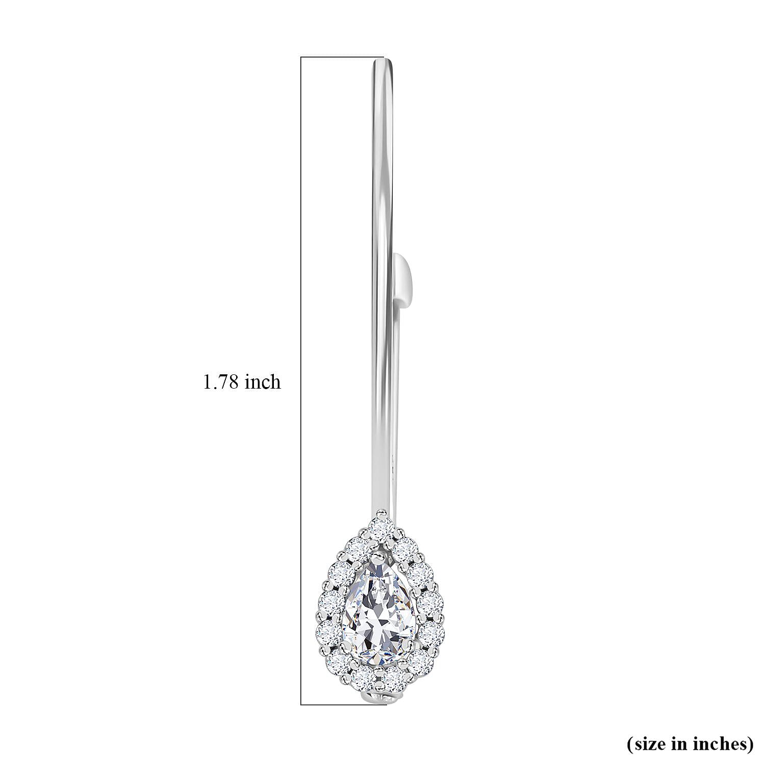 Simulated Diamond Teardrop Brooch in Sterling Silver