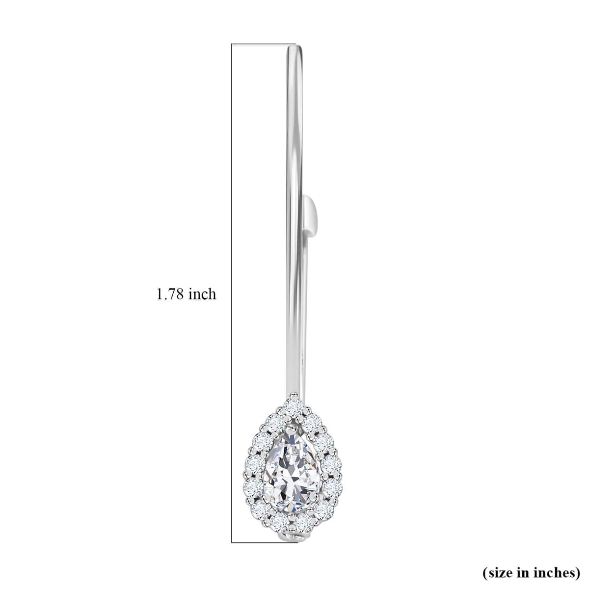 Simulated Diamond Teardrop Brooch in Sterling Silver image number 4