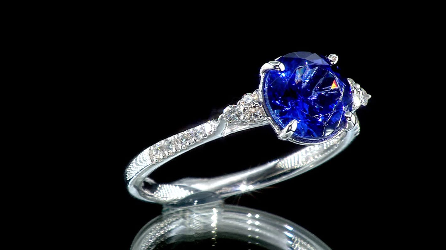Certified & Appraised Rhapsody AAAA Tanzanite and E-F VS Diamond 2.80 ctw Ring in 950 Platinum 4 Grams