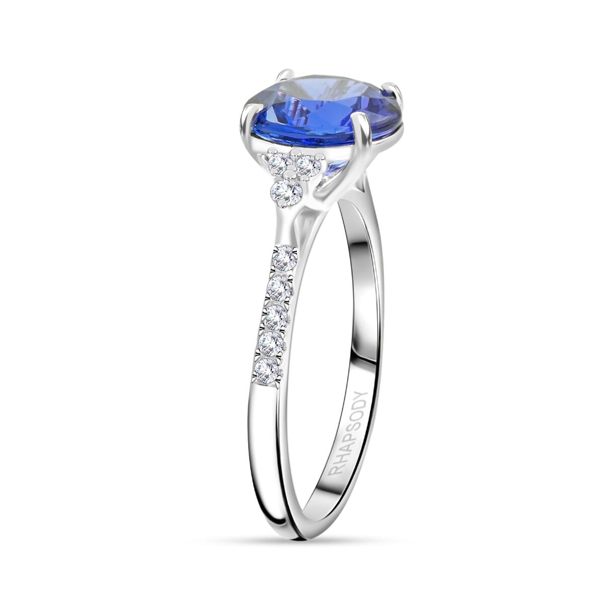 Certified & Appraised Rhapsody AAAA Tanzanite and E-F VS Diamond 2.80 ctw Ring in 950 Platinum (Size 7.0) 4 Grams image number 3