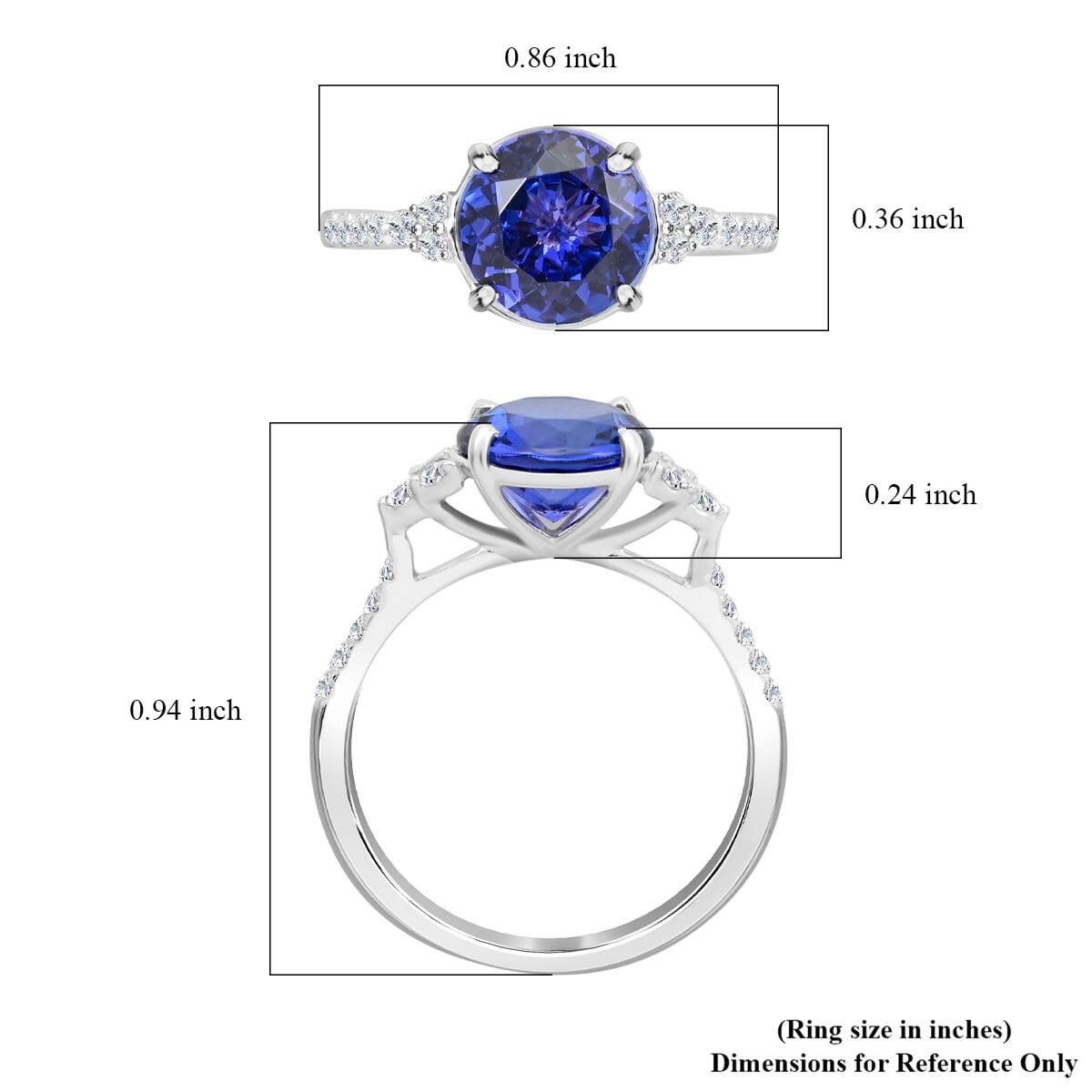 Certified & Appraised Rhapsody AAAA Tanzanite and E-F VS Diamond 2.80 ctw Ring in 950 Platinum (Size 7.0) 4 Grams image number 4
