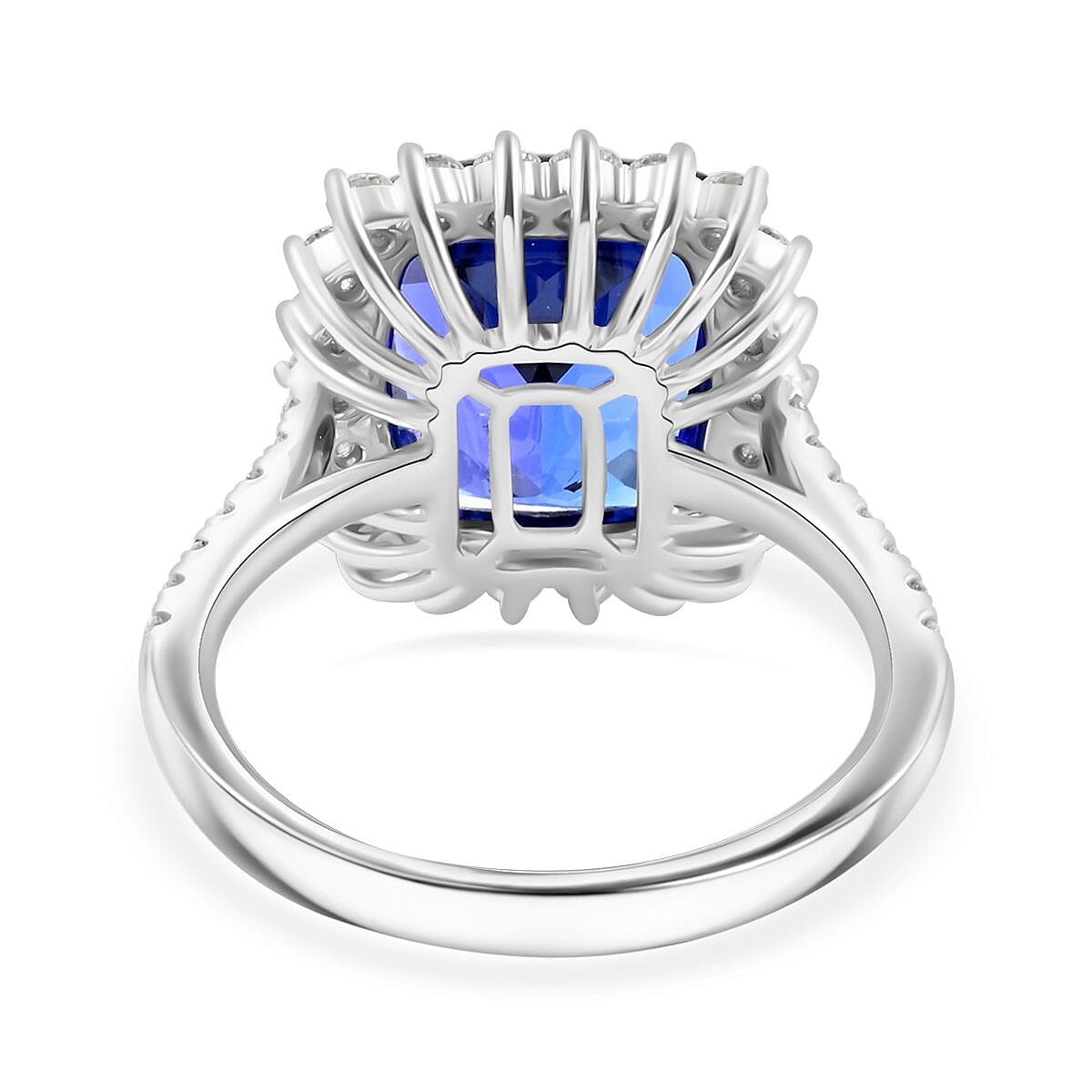 Certified & Appraised Rhapsody AAAA Tanzanite and E-F VS Diamond 7.40 ctw Ring in 950 Platinum (Size 7.0) 7.27 Grams image number 4