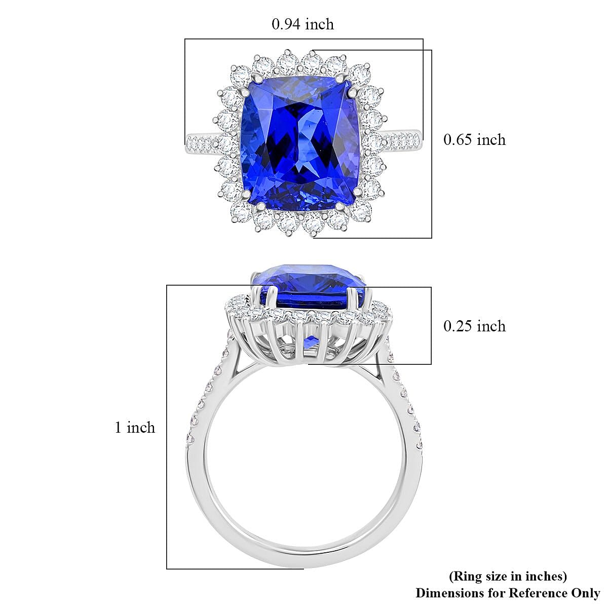 Certified & Appraised Rhapsody AAAA Tanzanite and E-F VS Diamond 7.40 ctw Ring in 950 Platinum (Size 7.0) 7.27 Grams image number 5