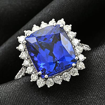 Certified & Appraised Rhapsody AAAA Tanzanite and E-F VS Diamond 7.40 ctw Ring in 950 Platinum (Size 8.0) 7.27 Grams