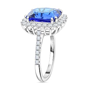 Certified & Appraised Rhapsody AAAA Tanzanite and E-F VS Diamond 7.40 ctw Ring in 950 Platinum (Size 8.0) 7.27 Grams