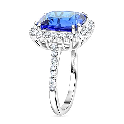 Certified & Appraised Rhapsody AAAA Tanzanite and E-F VS Diamond 7.40 ctw Ring in 950 Platinum (Size 8.0) 7.27 Grams