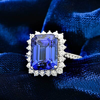 Certified & Appraised Rhapsody AAAA Tanzanite and E-F VS Diamond 7.50 ctw Ring in 950 Platinum (Size 10.0) 7.22 Grams