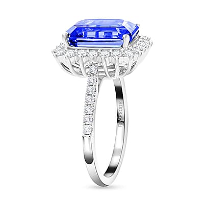 Certified & Appraised Rhapsody AAAA Tanzanite and E-F VS Diamond 7.50 ctw Ring in 950 Platinum (Size 10.0) 7.22 Grams