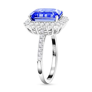 Certified & Appraised Rhapsody AAAA Tanzanite and E-F VS Diamond 7.50 ctw Ring in 950 Platinum (Size 7.0) 7.22 Grams