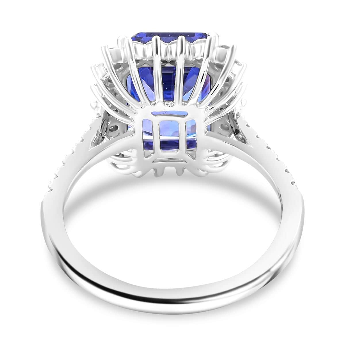 Certified & Appraised Rhapsody AAAA Tanzanite and E-F VS Diamond 7.50 ctw Ring in 950 Platinum 7.22 Grams image number 4