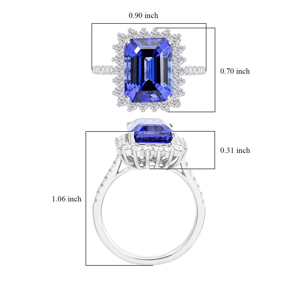 Certified & Appraised Rhapsody AAAA Tanzanite and E-F VS Diamond 7.50 ctw Ring in 950 Platinum 7.22 Grams image number 5