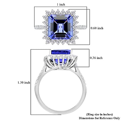 Certified & Appraised Rhapsody Asscher Cut AAAA Tanzanite and E-F VS Diamond 7.30 ctw Ring in 950 Platinum (Size 10.0) 7.03 Grams
