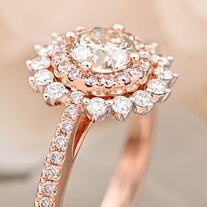 Modani Natural White and Pink Diamond 1.00 ctw Ring in 14K Rose and White Gold (Size 5.0)