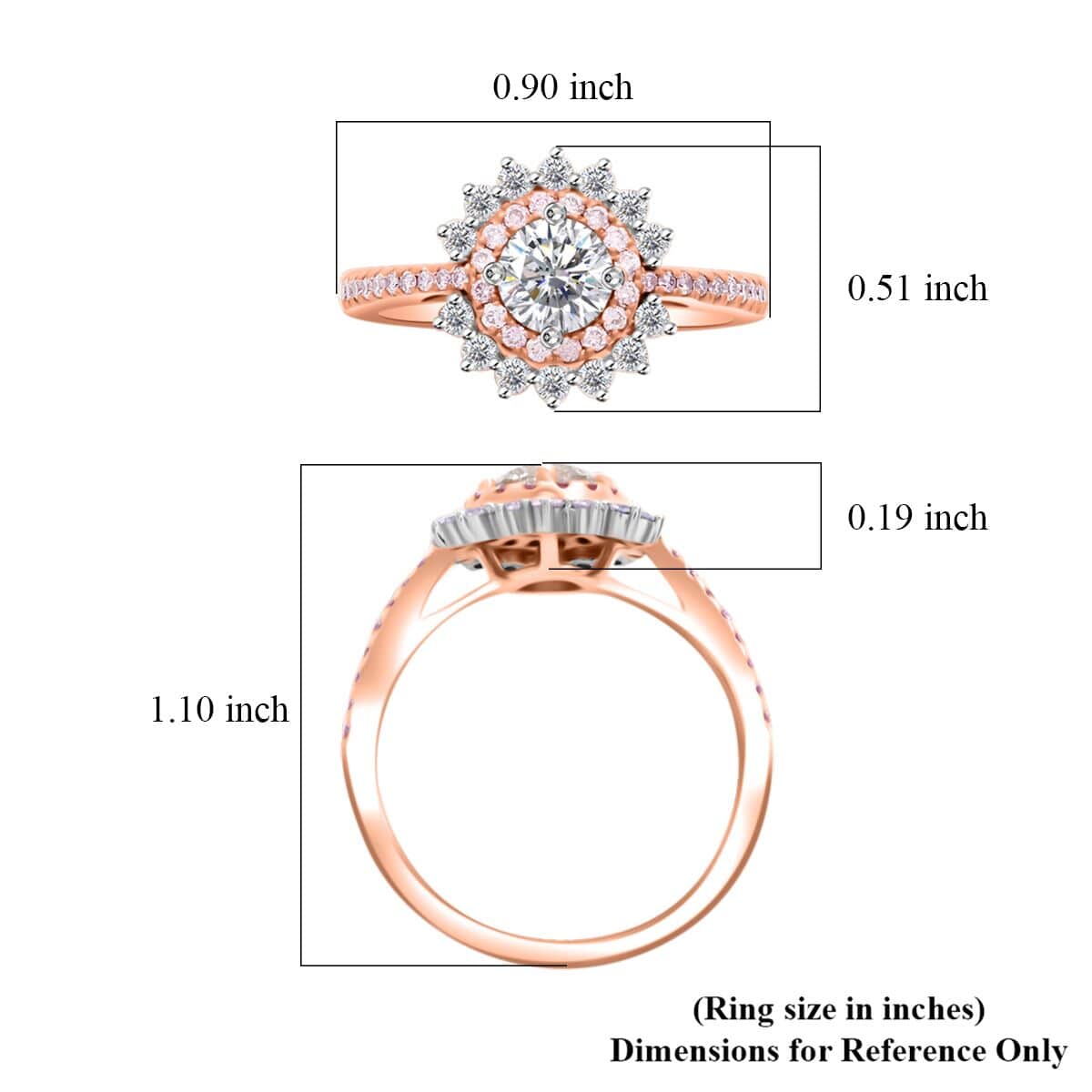 Modani Natural White and Pink Diamond 1.00 ctw Ring in 14K Rose and White Gold (Size 5.0) image number 4