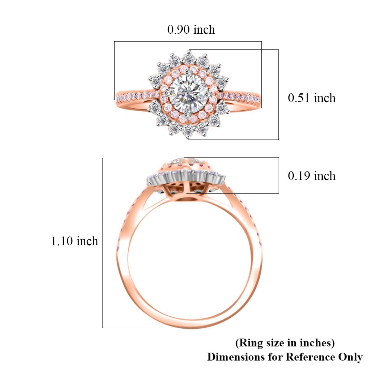 Modani Natural White and Pink Diamond 1.00 ctw Ring in 14K Rose and White Gold (Size 6.0) image number 4