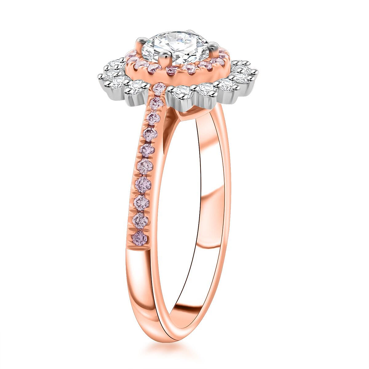 Modani Natural White and Pink Diamond 1.00 ctw Ring in 14K Rose and White Gold (Size 8.0) image number 3