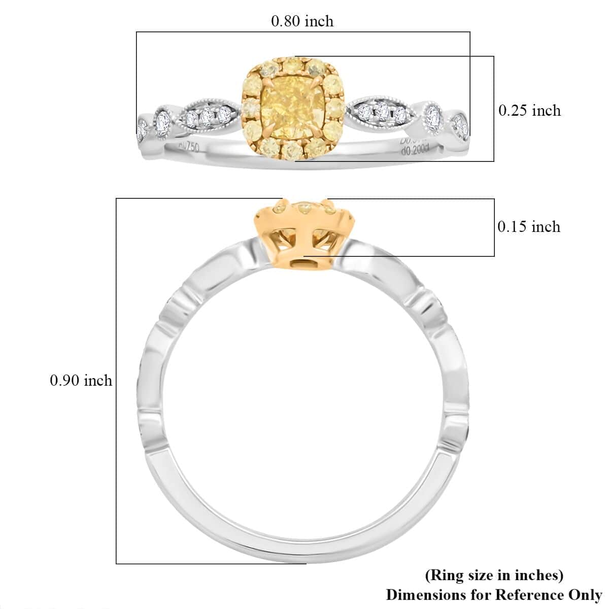 Modani Natural Yellow and White Diamond 0.50 ctw Ring in 18K White and Yellow Gold (Size 10.0) (Del. in 10-15 Days) image number 4