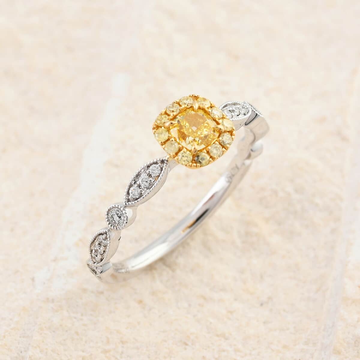 Modani Natural Yellow and White Diamond 0.50 ctw Ring in 18K White and Yellow Gold (Size 6.0) (Del. in 10-15 Days) image number 1