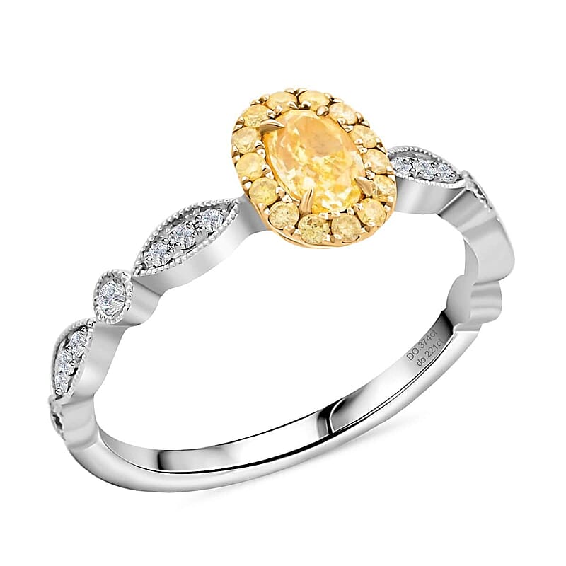 Modani Natural Yellow and White Diamond 0.50 ctw Ring in 18K White and Yellow Gold (Size 10.0)