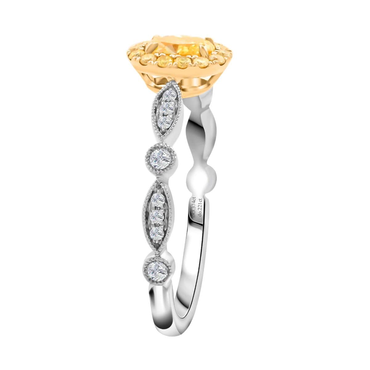 Modani Natural Yellow and White Diamond 0.50 ctw Ring in 18K White and Yellow Gold (Size 7.0) image number 3