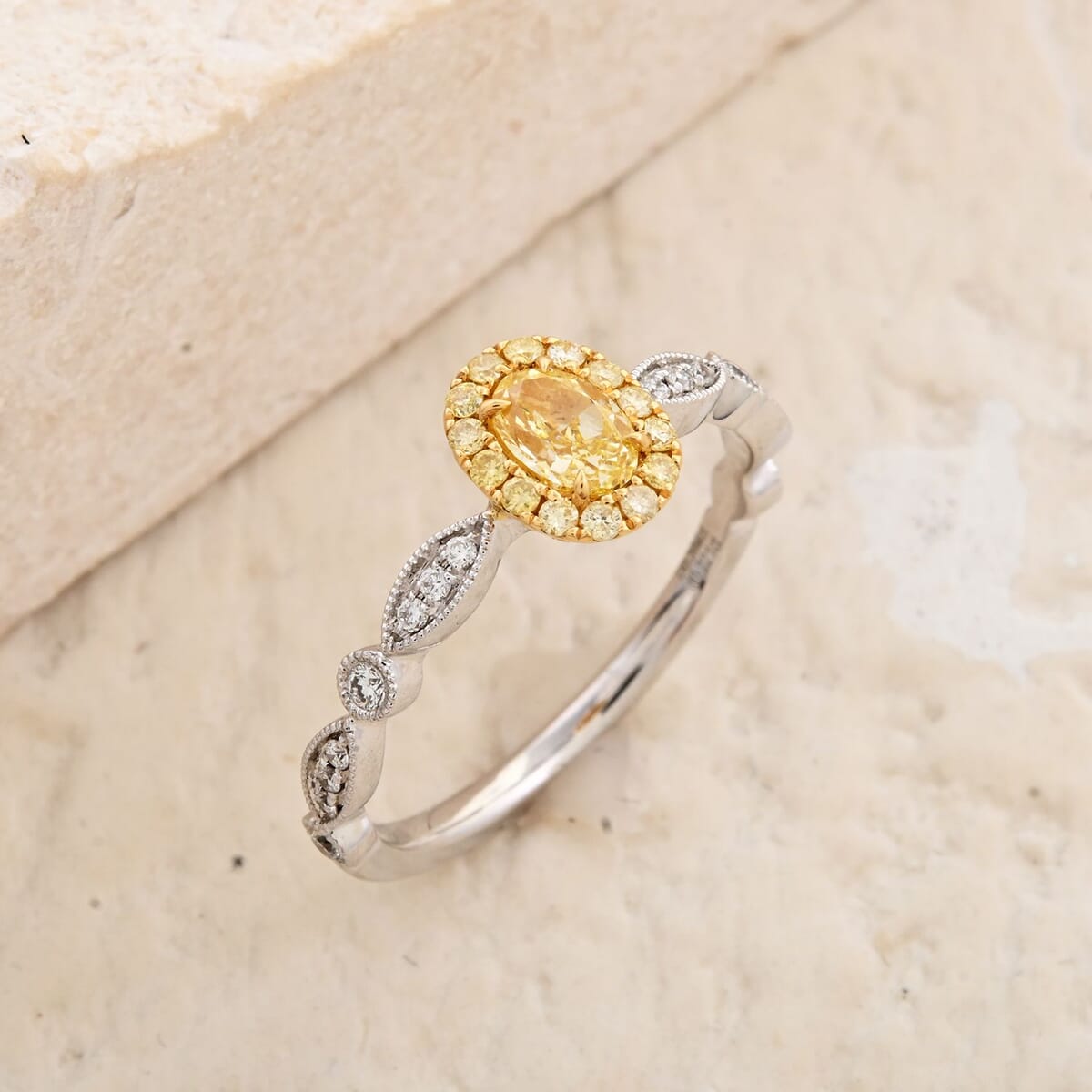 Modani Natural Yellow and White Diamond 0.50 ctw Ring in 18K White and Yellow Gold (Size 9.0) image number 1