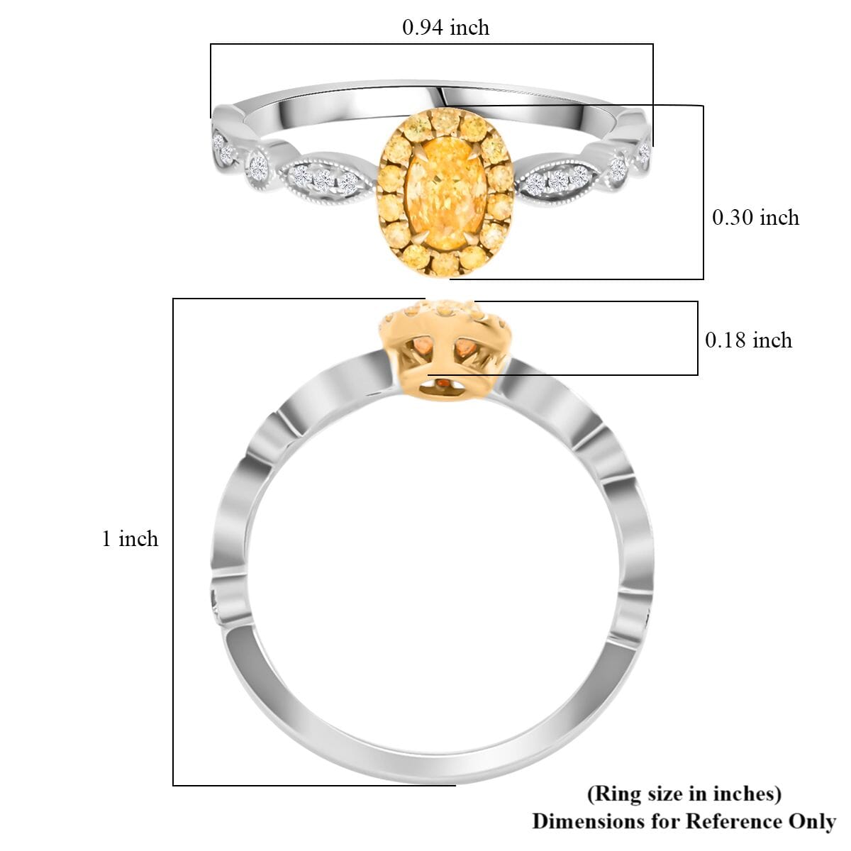 Modani Natural Yellow and White Diamond 0.50 ctw Ring in 18K White and Yellow Gold (Size 9.0) image number 4