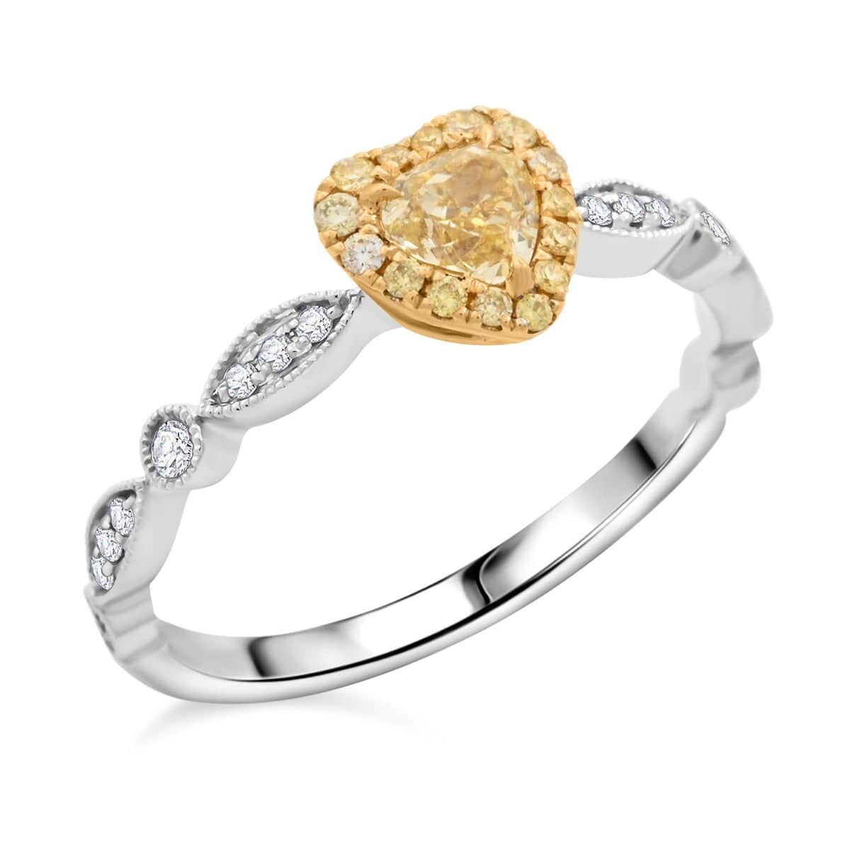 Modani Natural Yellow and White Diamond 0.50 ctw Heart Ring in 18K White and Yellow Gold (Size 7.0) image number 0