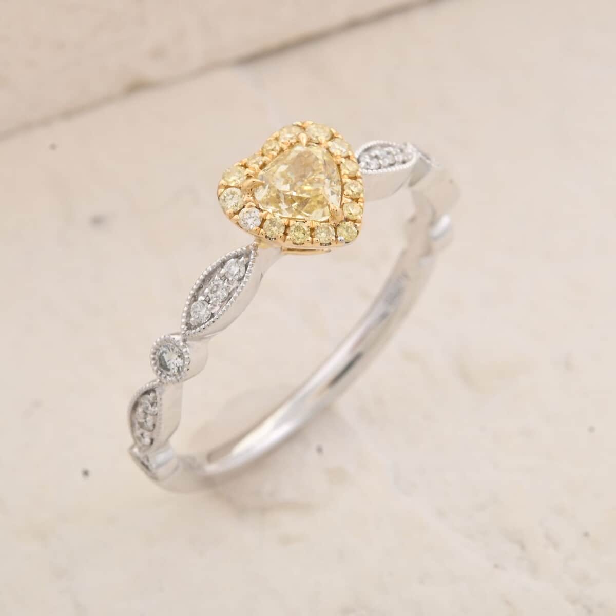 Modani Natural Yellow and White Diamond 0.50 ctw Heart Ring in 18K White and Yellow Gold (Size 7.0) image number 1