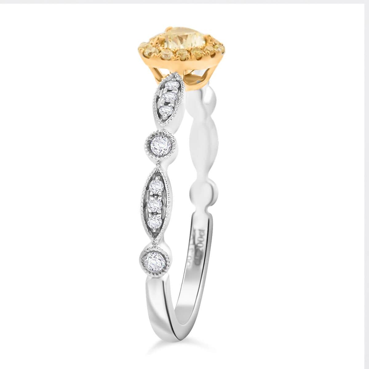 Modani Natural Yellow and White Diamond 0.50 ctw Heart Ring in 18K White and Yellow Gold (Size 7.0) image number 3