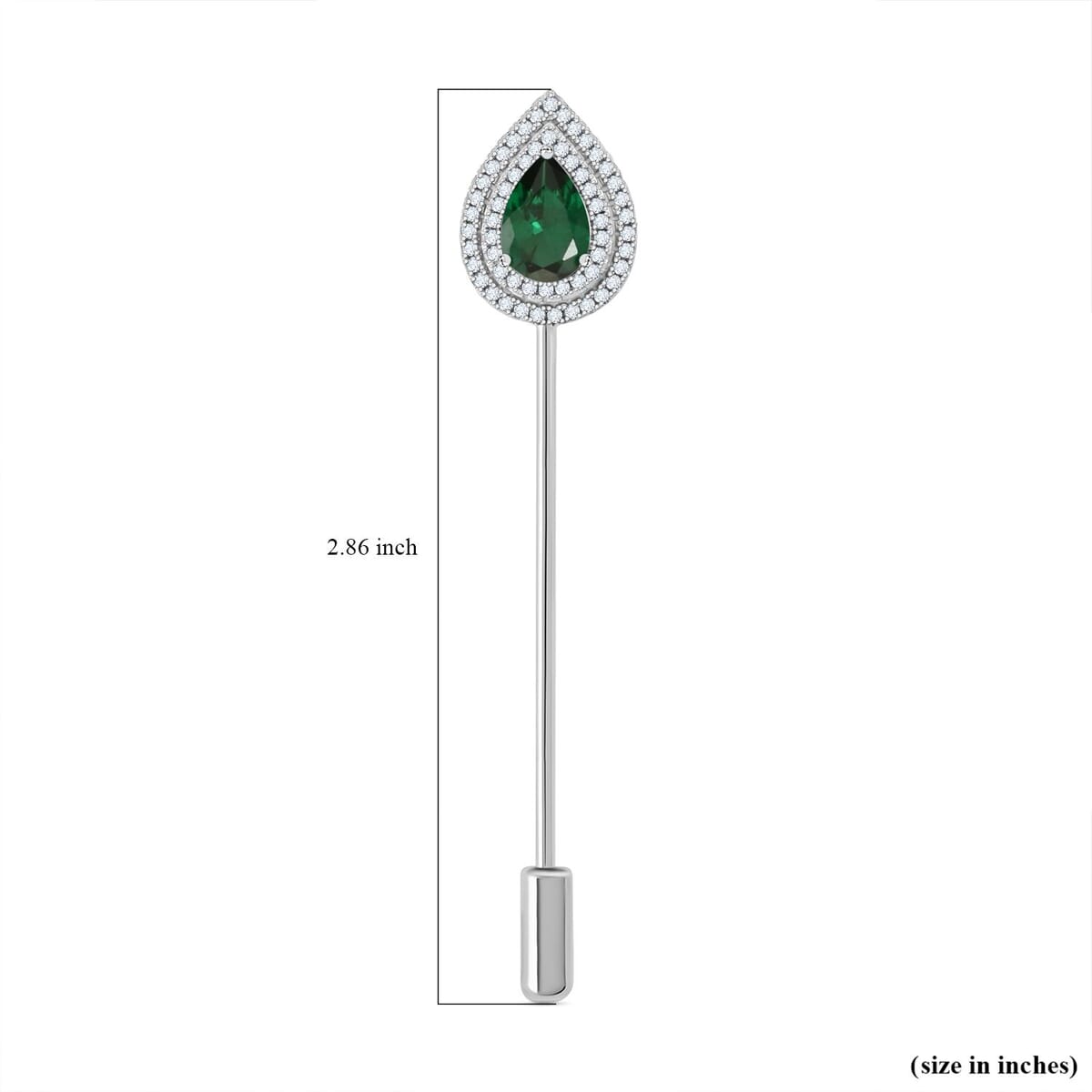 Lab Created Green Quartz and Simulated Diamond 3.10 ctw Brooch in Silvertone image number 4