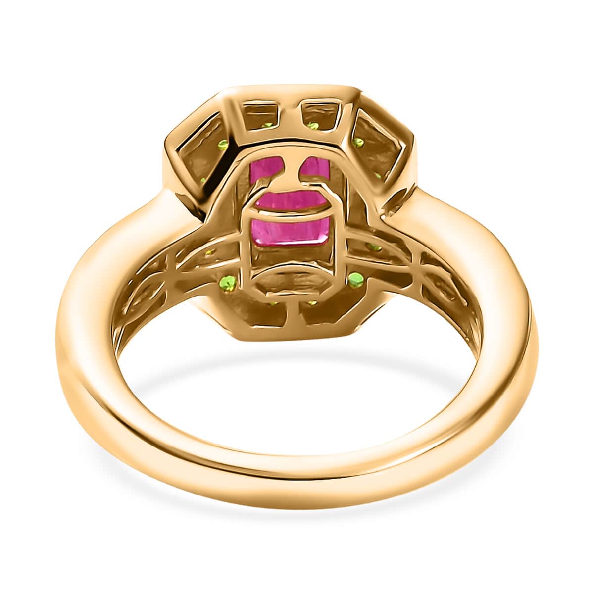 Premium Royal Ruby and Multi Gemstone 2.50 ctw Art Deco Ring in 18K Vermeil Yellow Gold Over Sterling Silver (Size 7.0)  image number 4