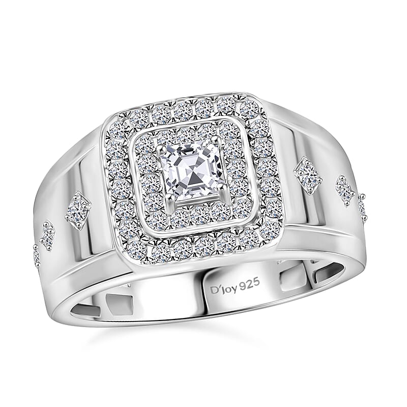 Luxuriant Lab Grown Diamond G-H SI 1.00 ctw Men's Ring in Platinum Over Sterling Silver (Size 10.0)