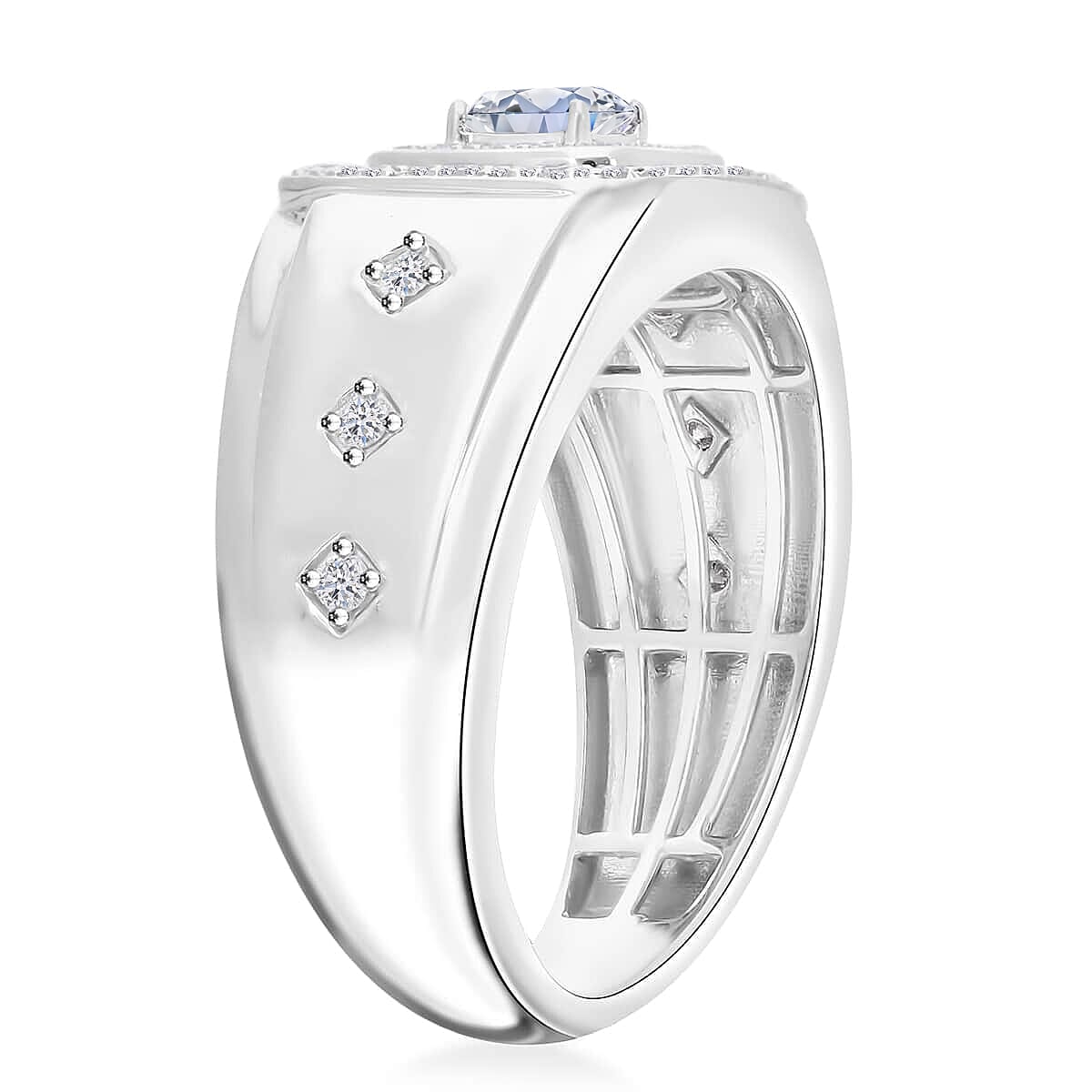 Luxuriant Lab Grown Diamond G-H SI 1.00 ctw Men's Ring in Platinum Over Sterling Silver (Size 10.0)
