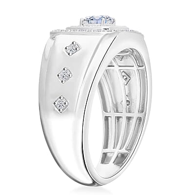 Luxuriant Lab Grown Diamond G-H SI 1.00 ctw Men's Ring in Platinum Over Sterling Silver (Size 10.0)