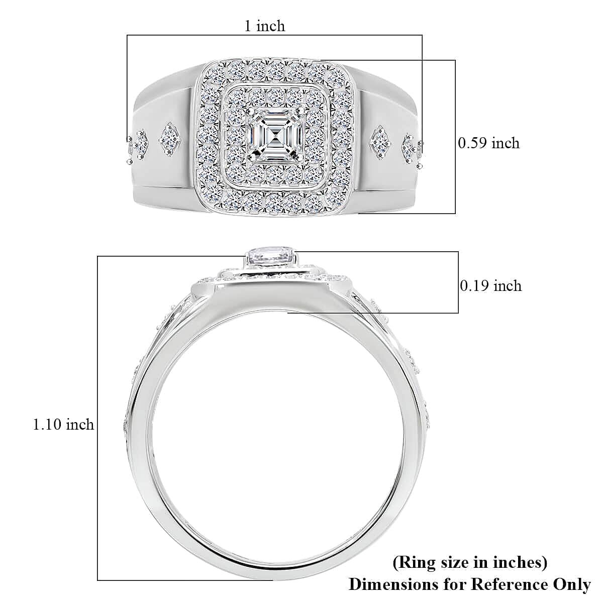 Luxuriant Lab Grown Diamond G-H SI 1.00 ctw Men's Ring in Platinum Over Sterling Silver (Size 10.0)