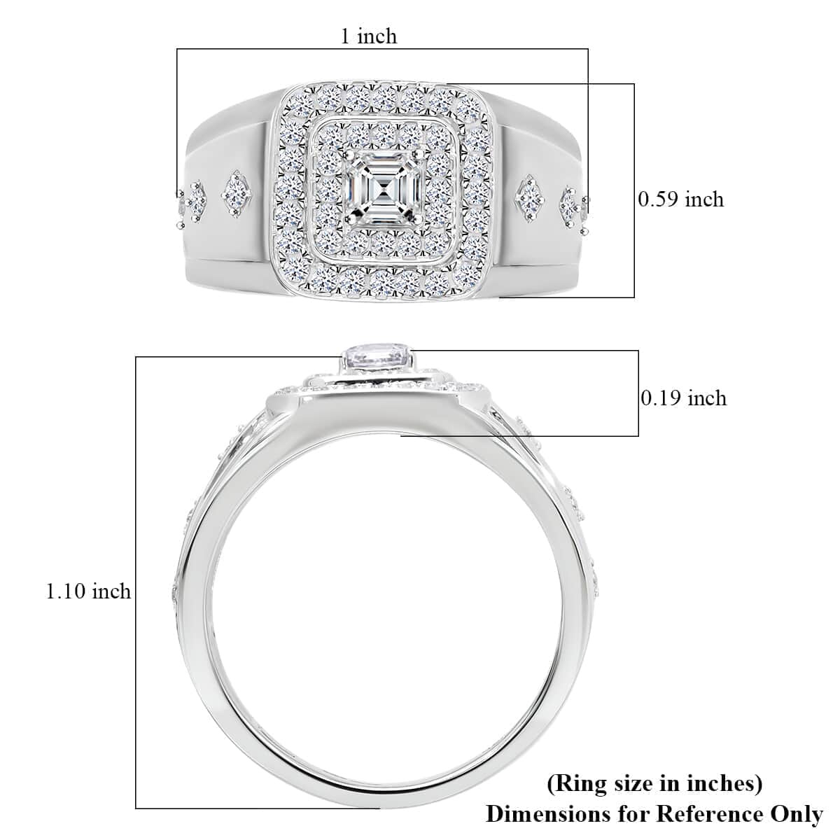 Luxuriant Lab Grown Diamond G-H SI 1.00 ctw Men's Ring in Platinum Over Sterling Silver (Size 10.0) image number 5