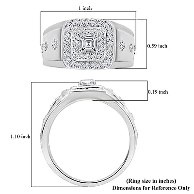 Luxuriant Lab Grown Diamond G-H SI 1.00 ctw Men's Ring in Platinum Over Sterling Silver (Size 10.0)