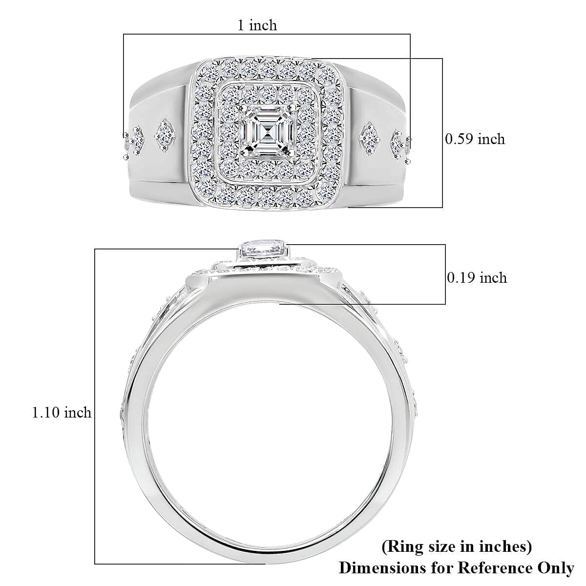 Luxuriant Lab Grown Diamond G-H SI 1.00 ctw Men's Ring in Platinum Over Sterling Silver (Size 14.0) image number 5