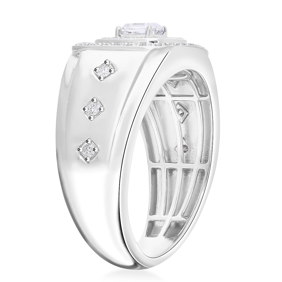 Luxuriant Lab Grown Diamond G-H SI 1.00 ctw Men's Ring in Platinum Over Sterling Silver (Size 9.0) image number 3