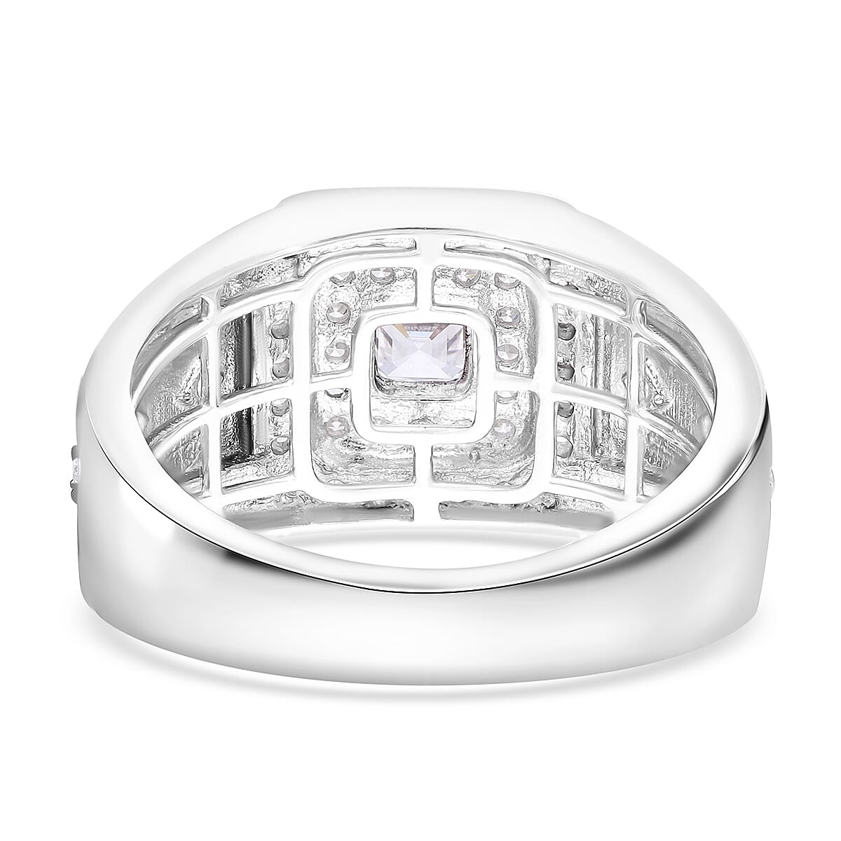 Luxuriant Lab Grown Diamond G-H SI 1.00 ctw Men's Ring in Platinum Over Sterling Silver (Size 9.0) image number 4