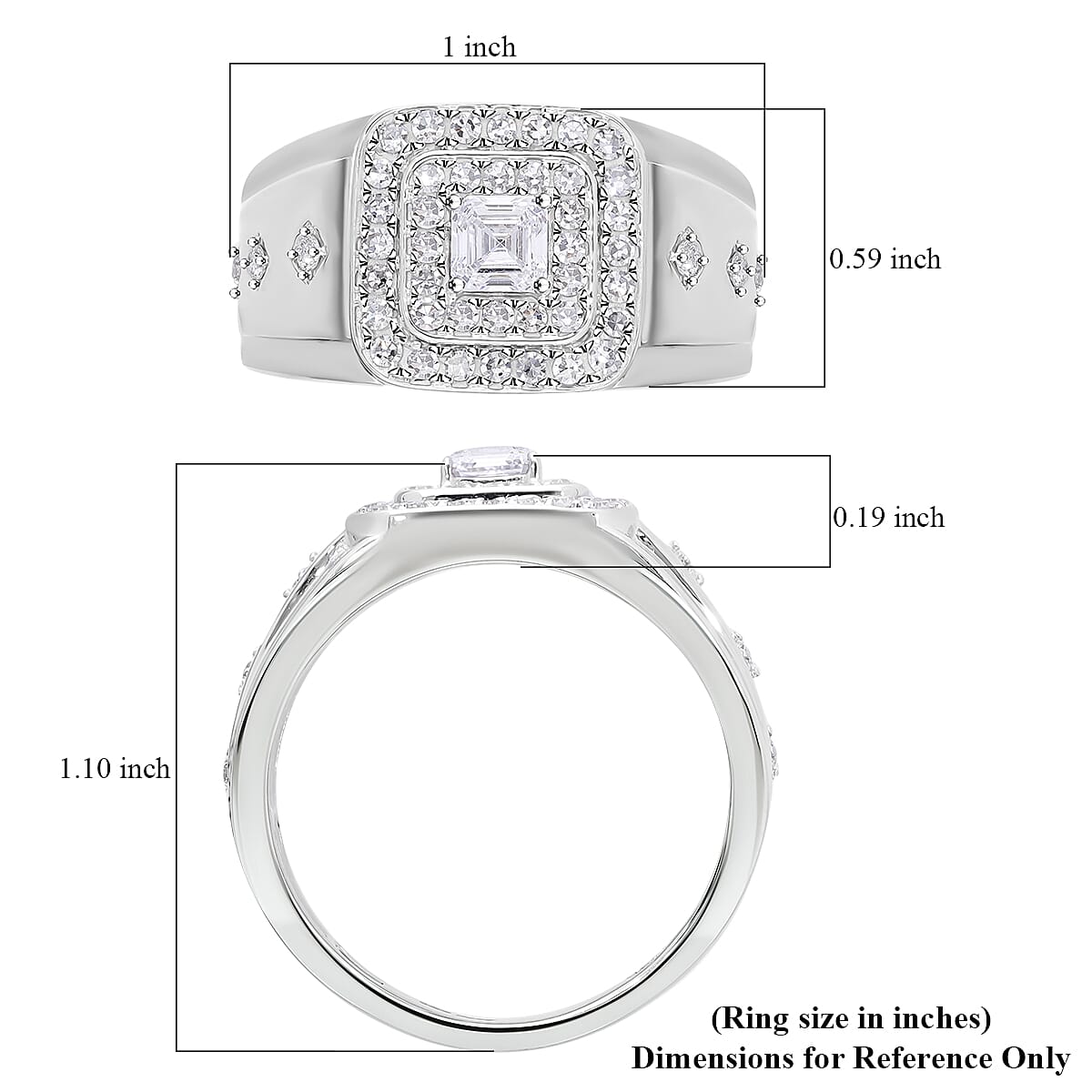 Luxuriant Lab Grown Diamond G-H SI 1.00 ctw Men's Ring in Platinum Over Sterling Silver (Size 9.0) image number 5