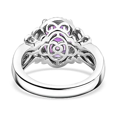 Moroccan Amethyst and Moissanite 2.60 ctw Butterfly Ring in Rhodium Over Sterling Silver (Size 10.0)