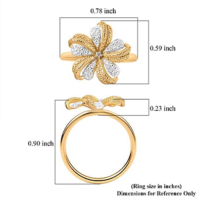 Karis White Diamond Accent Peony Flower Ring in Platinum Bond and 18K YG Plated (Size 10.0)