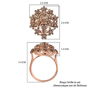 GP Natural Champagne Diamond 0.53 ctw Cluster Ring in 18K Vermeil Rose Gold Over Sterling Silver (Size 11.5) (6.39 g)