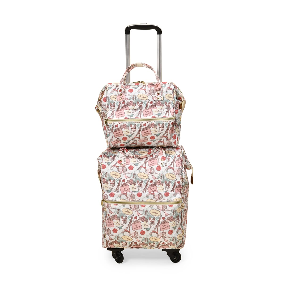 Set of 2 Travel Bags, Yellow Backpack with Wheel and Adjustable Handle and Tote Bag image number 0