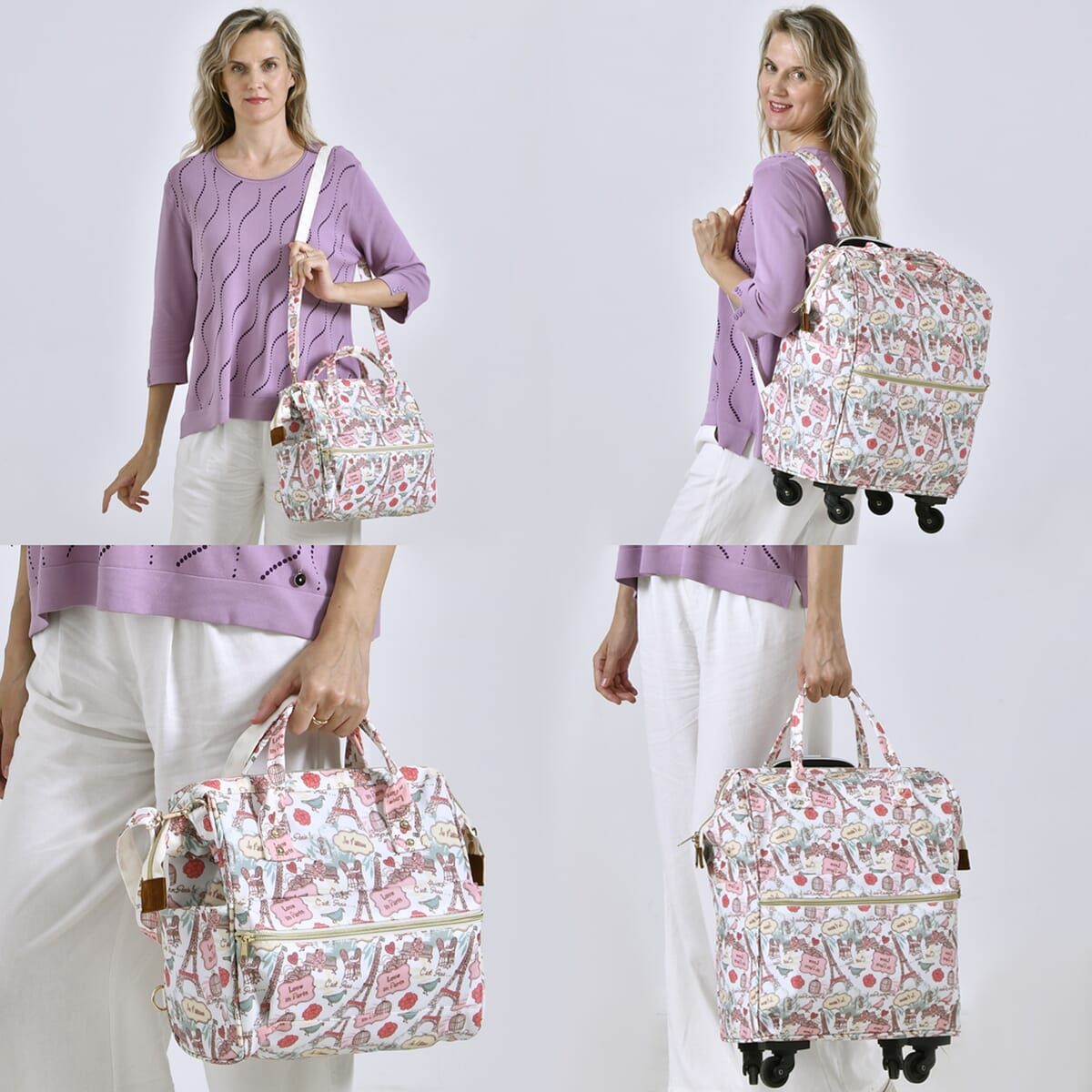Set of 2 Travel Bags, Yellow Backpack with Wheel and Adjustable Handle and Tote Bag image number 2